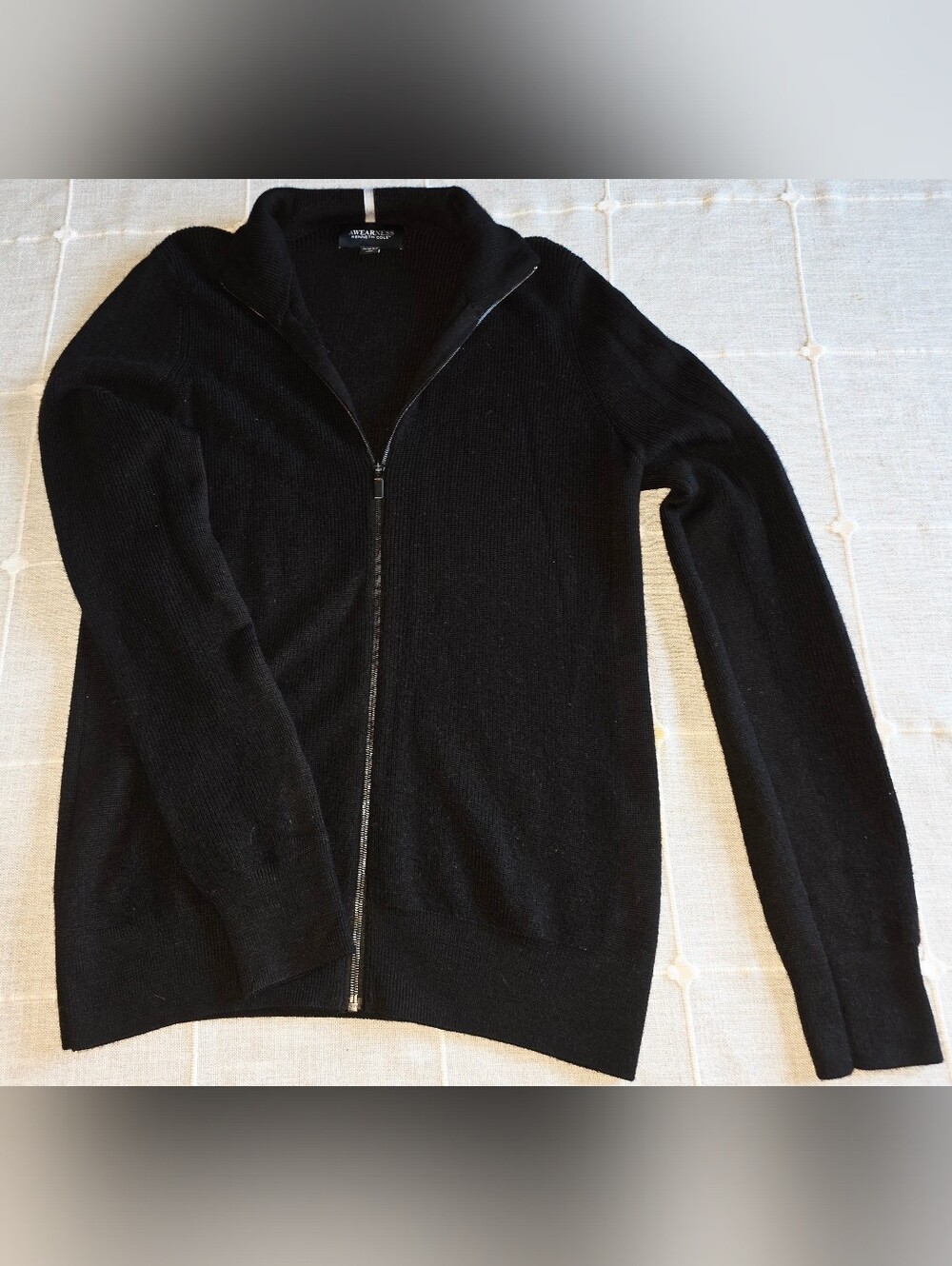 Kenneth Cole AWEARNESS Men's Black Full Zip Knit Sweater Slim Fit Large